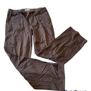columbia womens brown light weight loose fit work pants attached belt size 12.